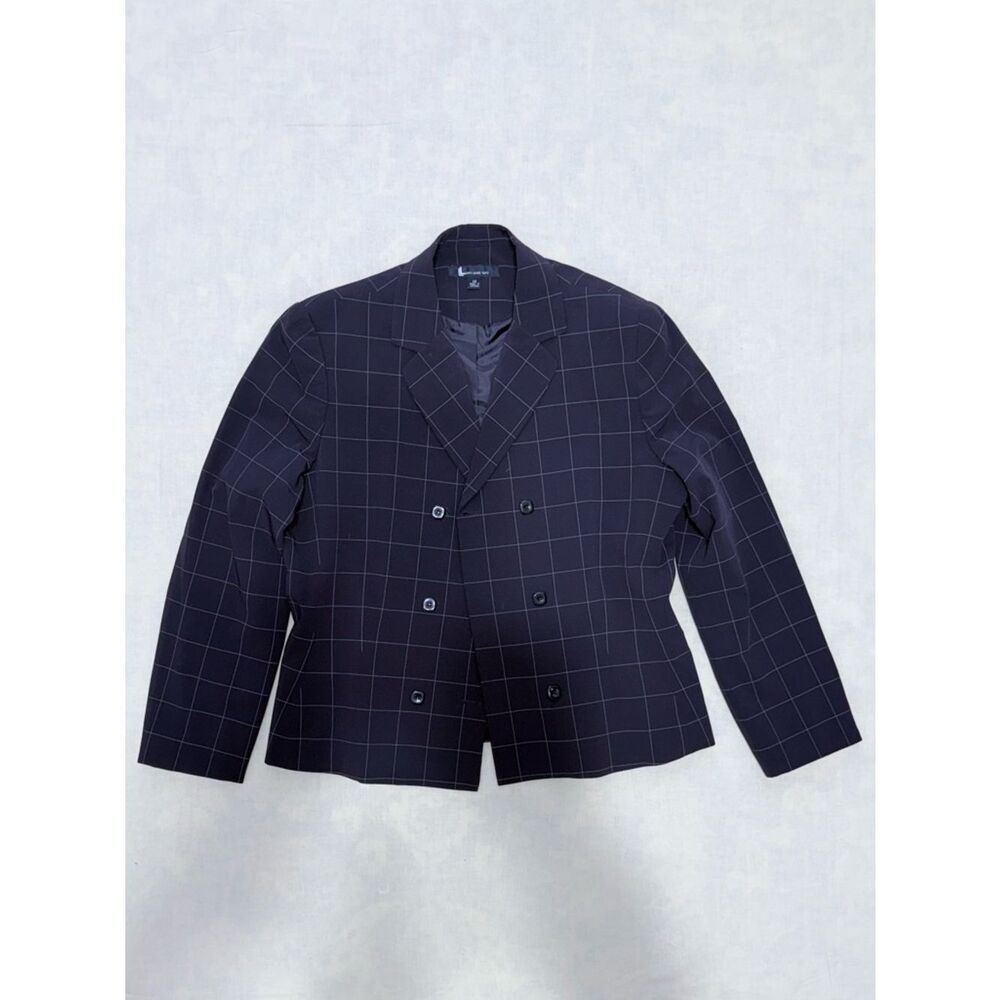 Vintage Larry Levine Windowpane 2-Piece Pantsuit - Double Breasted Blazer Set - Picture 8 of 17